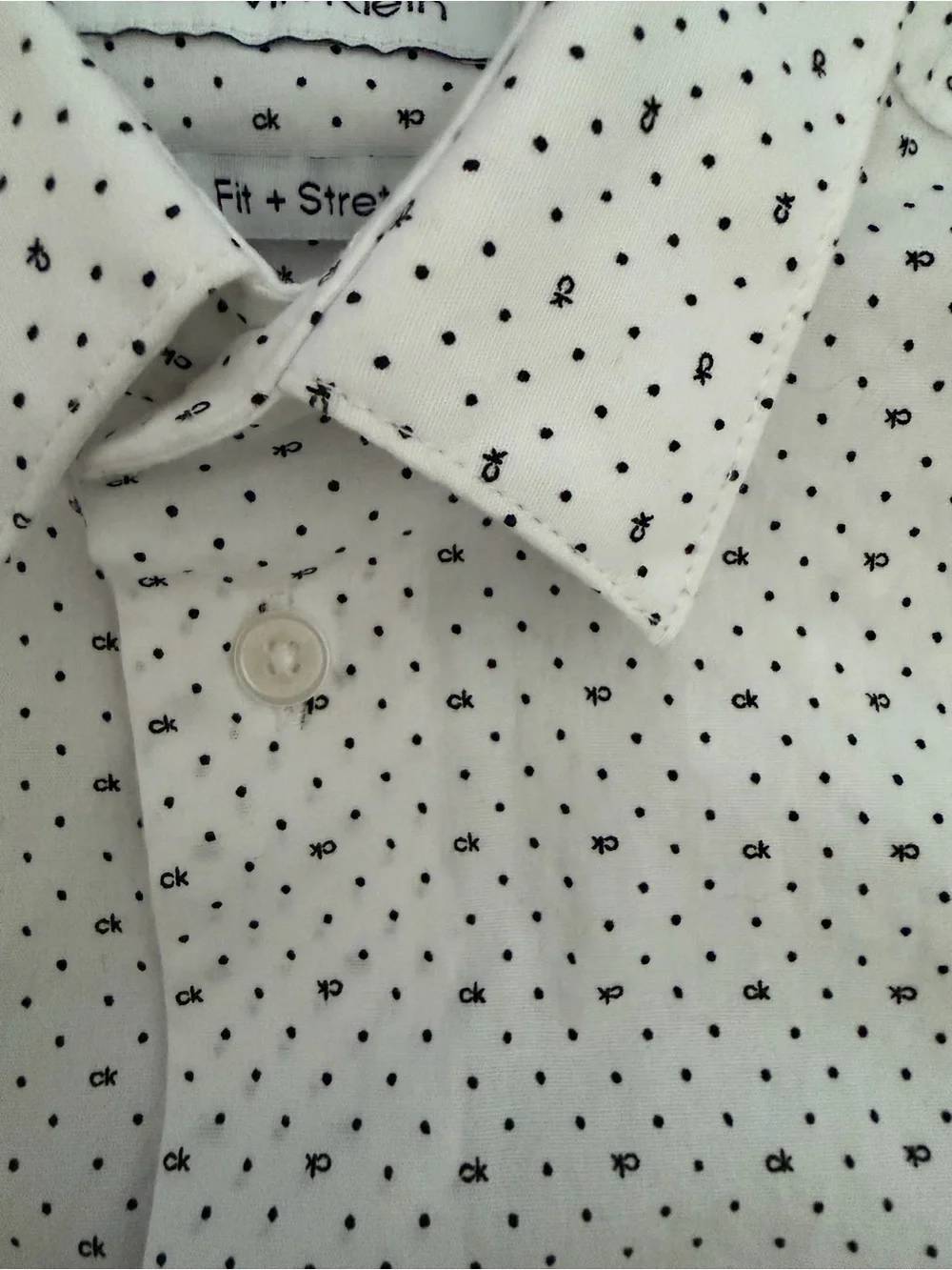 Calvin Klein White Shirt with Tiny Black Dot Print - Kids